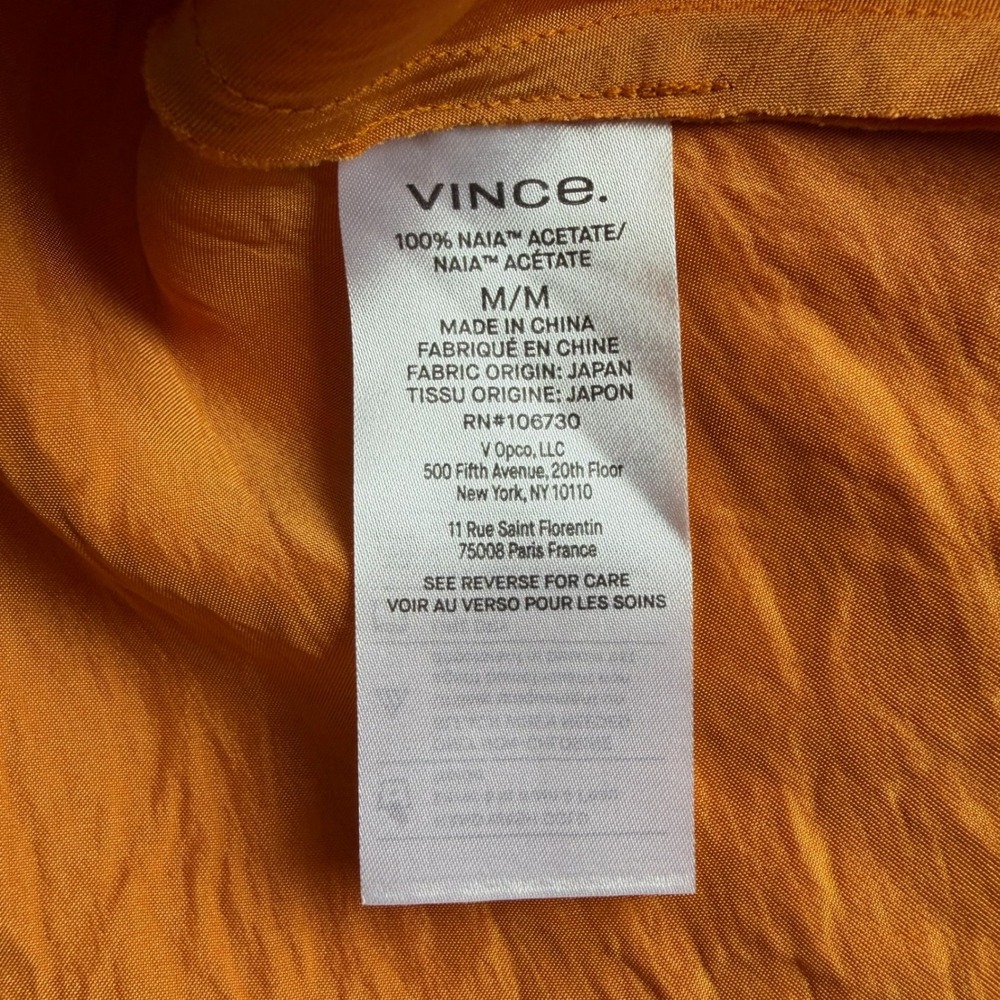 Vince NWT Satin Crinkle Sleeveless Tank Scoopneck Deep Orange Midi Slip Dress M - Picture 5 of 9